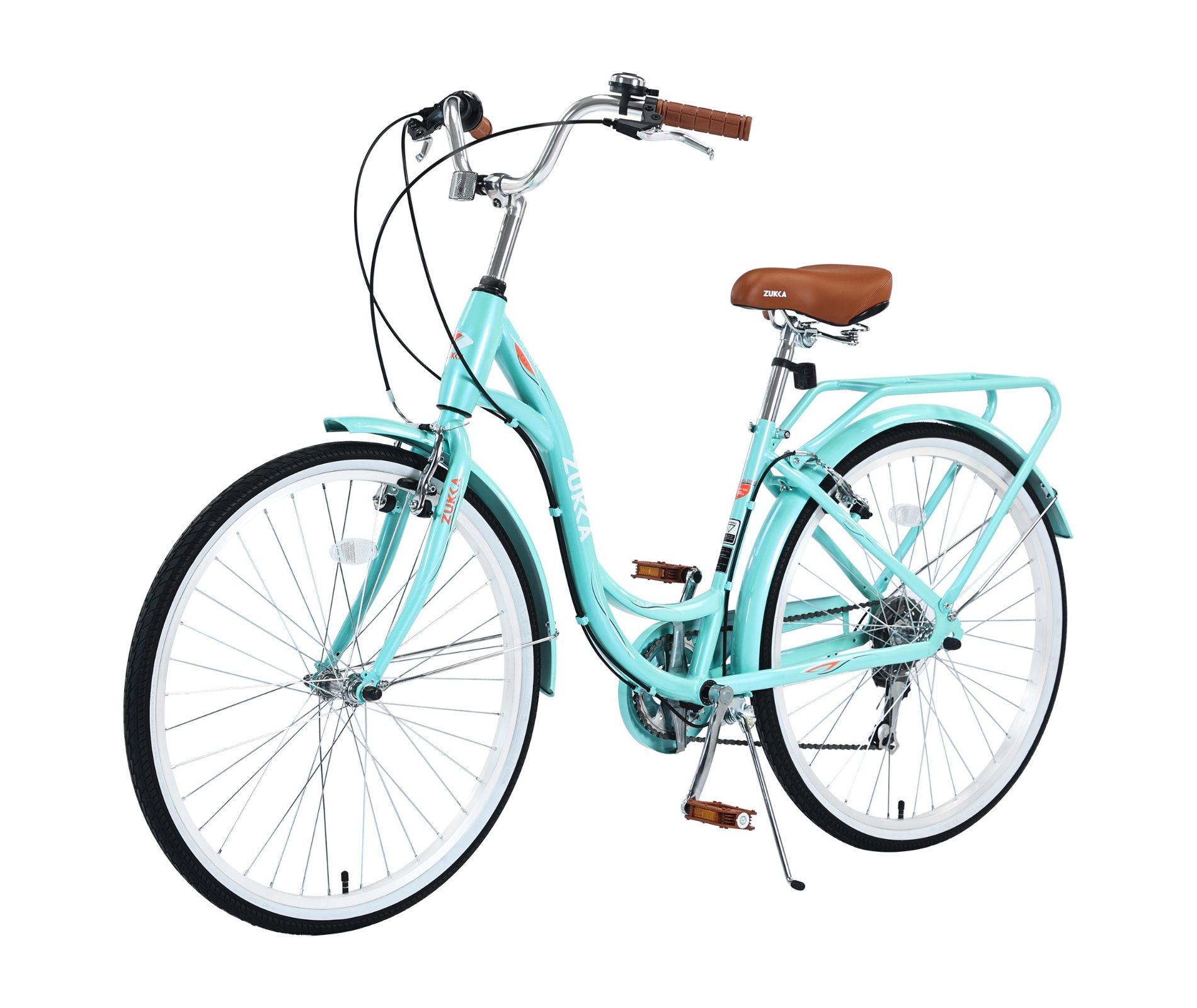 INFURNIC Bicycles 24 Inch Ladies Bicycle with Adjustable Seat, Commute Bicycle Women Ladies, Green, 62.2"*23.62"*40.16"