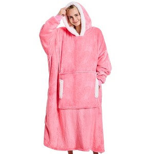 Inhand Gray Fuzzy Wearable Hoodie Blanket - Oversized Cozy Polyester Sweatshirt for Women, One Size Fits All - The Perfect Warm Gift - 1 of 4
