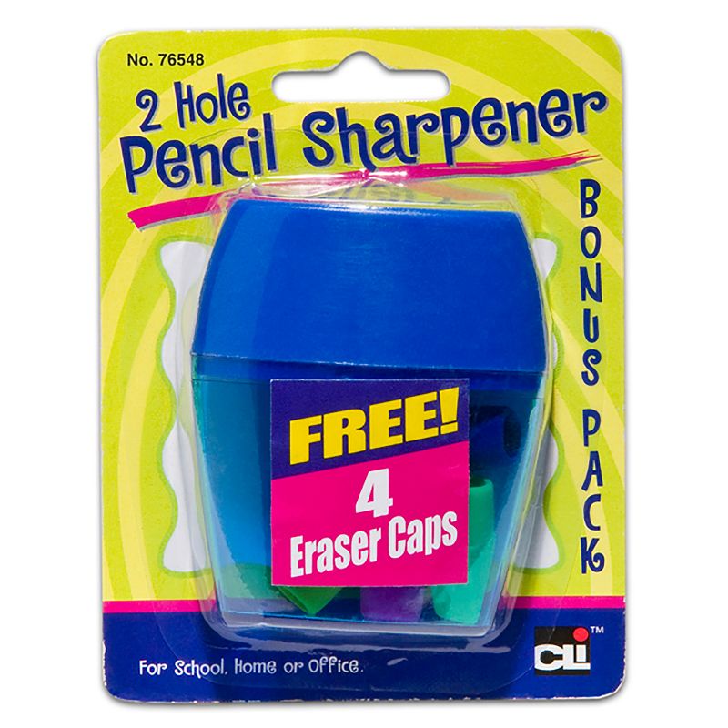 Charles Leonard 3 Hole Pencil Sharpener w/catcher, Assorted Colors, 12 per Pack, 2 Packs, 3 of 4