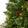 Nearly Natural 7-ft White Mountain Pine Artificial Christmas Tree with 400 Clear LED Lights and Pine Cones - 3 of 4