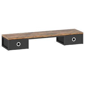 Itopfox Large TV Riser with Fabric Drawers for 32-60 inch TV, Steel Legs Stand, Tabletop Shelf, Monitor Riser for Home Office, Rustic Brown - 1 of 4