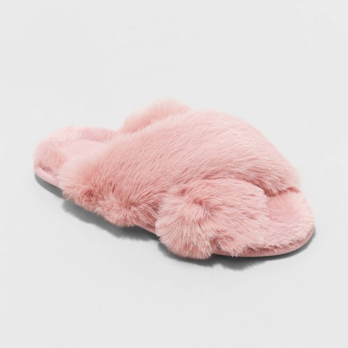Women's Paris Crossband Fur Slide Slippers - Stars Above™ Light Pink S :  Target