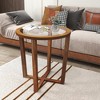 Tangkula 2PCS Modern Round End Table w/ Transparent Tempered Glass Top Solid Wood Legs - 4 of 4
