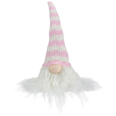 Northlight 7.5" Pink and White Striped Hat Spring Gnome