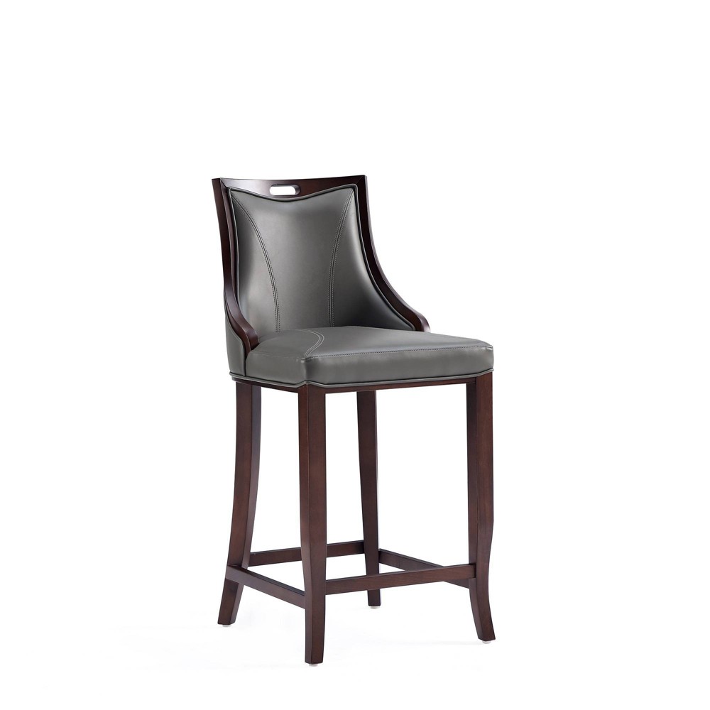 Photos - Chair Emperor Faux Leather Barstool Pebble Gray - Manhattan Comfort