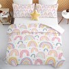 Boersma Rainbow Pattern Comforter Set Pink and Yellow Rainbow Star Comforter 3 Piece with 2 Pillow Shams(1 Comforter and 2 Pillow Shams) Full Size - 3 of 4