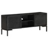 vidaXL Solid Wood TV Stand with Two Shelves and Doors, Powder Coated Steel Frame, Black Finish, Industrial Style, Size: 45.3"x11.8"x18.1" - 2 of 4