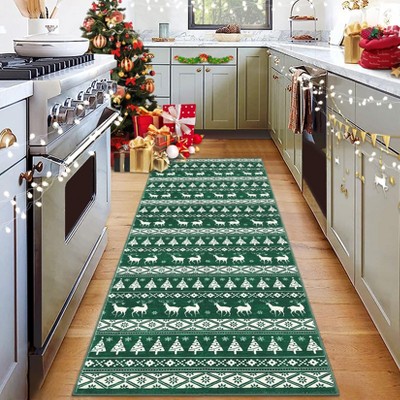 Garvee Christmas Area Rug Washable  Hallway Runner Rug Snowflake Holiday Decor Bedroom Rug Decorative Xmas Boho Carpet Dining Room Office