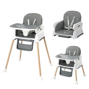 JOYMOR 5 in 1 Baby High Chair for Baby and Toddler, Portable Highchair Fold Compact,Baby Feeding Chair Booster with Tray, 5 Point Harness - 1 of 4