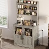 6 Tier Baking Shelf with Power Outlet with Storage for Small Kitchen Closet with Door and Thickened Countertop Farmhouse Kitchen Storage Shelf - 3 of 4