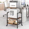 3-Tier Rolling Printer Stand with Power Outlets, Heavy Duty Utility Storage Cart – Mobile Printer Stand with Adjustable Shelves for Home and Office - 2 of 4