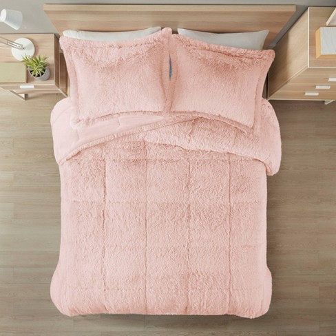 Fuzzy comforter deals set queen