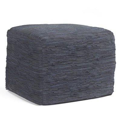NicBex Stylish Square Pouf Ottoman Soft Textured Footstool for Living Room, Bedroom, Lounge, Dark Blue
