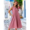 INSPIRE CHIC Women's Summer Plaid Sleeveless Square Neck Babydoll Casual with Pockets Midi Dress - 3 of 4