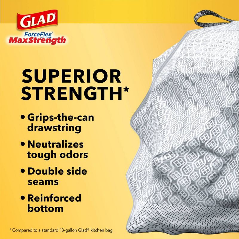 Glad ForceFlex MaxStrength Recovered Plastic Trash Bag - Lemon Fresh - 13 Gallon/45ct, 5 of 17