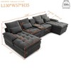 GDFStudio Arthur 130" Modern Linen Upholstered U-Chaise Sofa with Cup Holders and Storage - 3 of 4