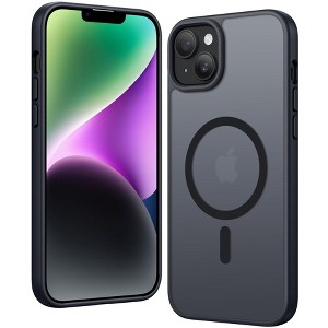 BONGEEK for iPhone 15-Plus Phone Case Magnetic Clear Military Grade Shockproof Anti Yellowing Slim Phone Cover, Black - 1 of 4