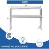 Acekool Stainless Steel Work Table with Backsplash & Wheels, Adjustable Under Shelf, 12x30/36/48in, for Kitchen, Restaurant, Laundry - 3 of 4