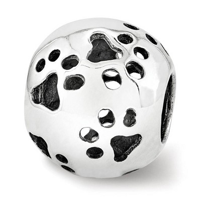 Black Bow Jewelry Sterling Silver Cutout Paw Prints Bead Charm