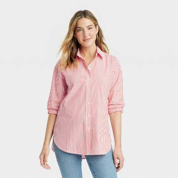 Women's Oversized Long Sleeve Collared Button-Down Shirt - Universal Thread™