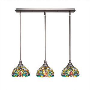 Toltec Lighting Any 3 - Light Chandelier in  Brushed Nickel with 7" Kaleidoscope Art Glass Shade - 1 of 1