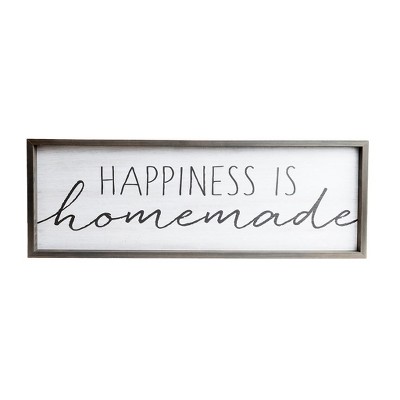 13"x37" Happiness is Homemade Rustic Wood Framed Wall Art White - Patton Wall Decor