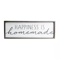 13"x37" Happiness is Homemade Rustic Wood Framed Wall Art White - Patton Wall Decor