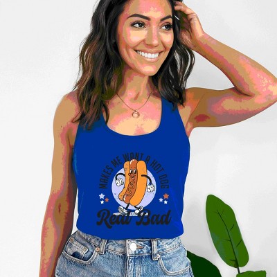 Simply Sage Market Me Wants A Hot Dog Real Bad Cartoon Racerback Tank