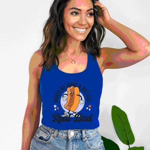 Simply Sage Market Me Wants A Hot Dog Real Bad Cartoon Racerback Tank - 1 of 4
