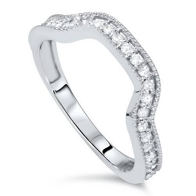 Pompeii3 1/3ct Diamond Curved Ring 14K White Gold
