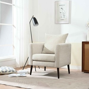 CAVINAS Chenille Accent Chair with Pillow and Solid Wood Legs,Modern Upholstered Living Room Chairs,Reading Chairs for Living Room - 1 of 4