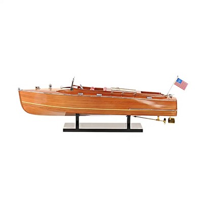 Chris Craft Runabout Wooden Model 7.75" – Handcrafted Display By Old Modern Handicrafts