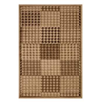 Abstract Houndstooth Checkered Geometric Border Power-Loomed Living Room Bedroom Entryway Indoor Area Rug or Runner by Blue Nile Mills