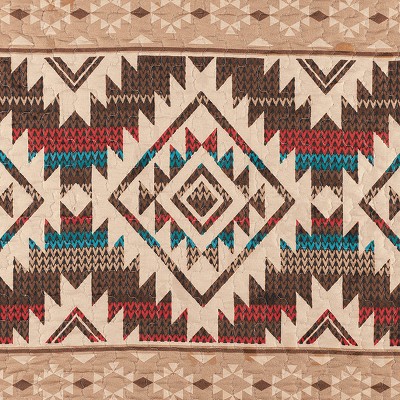 Full Size Reversible Brown Geometric Aztec Quilt Set