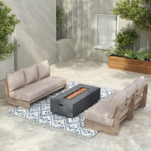 Christopher Knight Home Ryneth 69'' Mid-Century Modern Outdoor Acacia Wood 3-Seater Sofa with Thick Cushion - 1 of 4