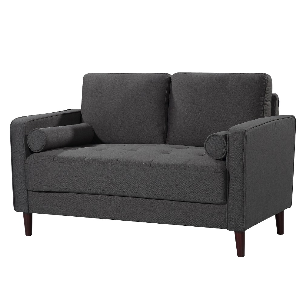 Photos - Sofa Lifestyle Solutions Giovanni Loveseat Gray - : Compact, Tufted, with Pocket Coils & High-Density Foam 