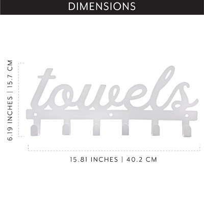White Metal Wall-Mounted Towel Rack with 6 Hooks