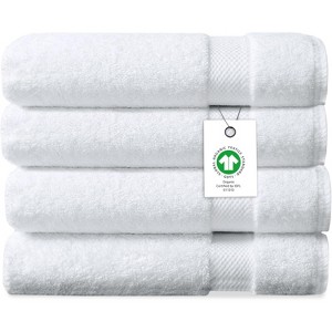 Delara 100% Organic Cotton 650 GSM Long Staple, Soft, Quick Dry & Ultra-Absorbent Bath Sheet (Pack of 4) - 1 of 4