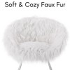 BirdRock Home White Faux Fur Papasan Chair with Silver Legs - 3 of 4
