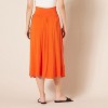 Women's Pull-On Jersey Midi Skirt - Stretchy Knit A-Line Skirt Orange - 2 of 4