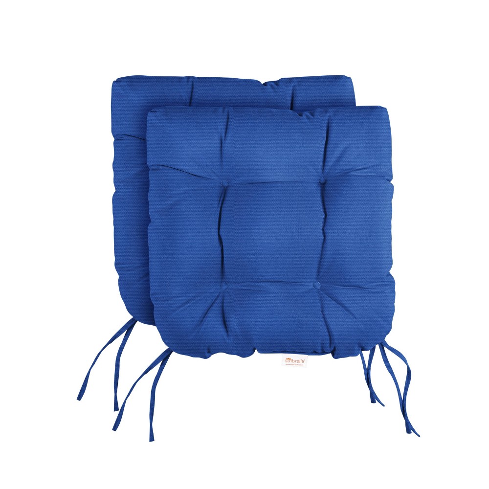 Photos - Pillow 2pc 19" x 19" x 3" Sunbrella Outdoor Tufted U-Shaped Chair Cushions Canvas True Blue - Sorra Home: UV-Resistant, Acrylic Fab