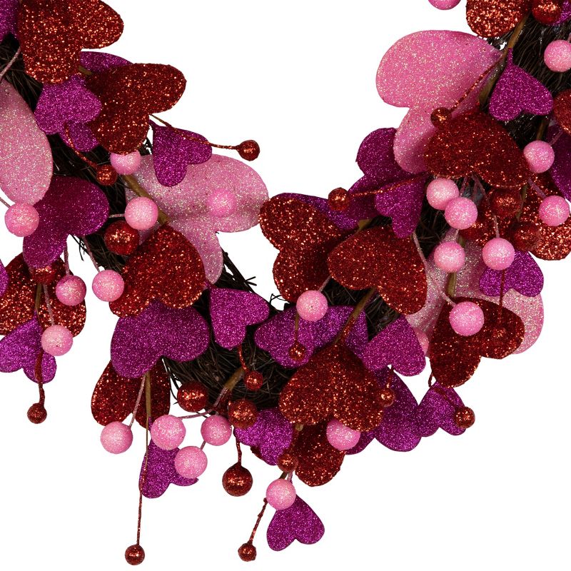 Northlight Glittered Hearts and Berries Valentine's Day Twig Wreath - 20", 5 of 8