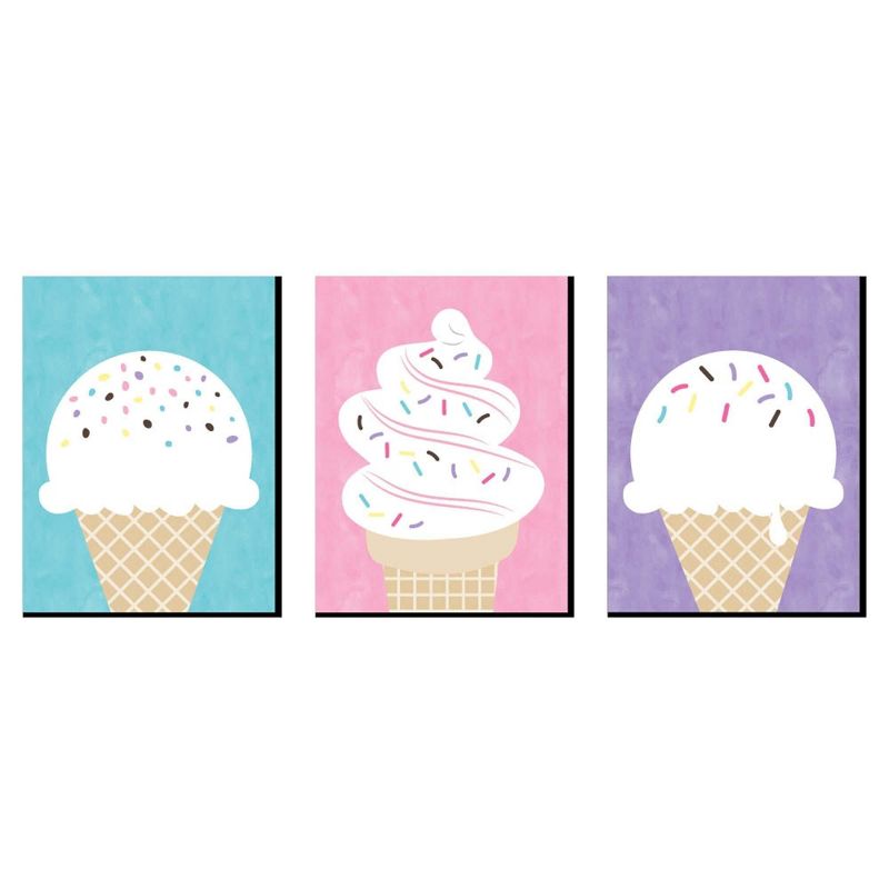 Big Dot of Happiness Scoop Up the Fun - Ice Cream - Sprinkles Kitchen Wall Art, Nursery Decor and Restaurant Decor - 7.5 x 10 inches - Set of 3 Prints, 1 of 8