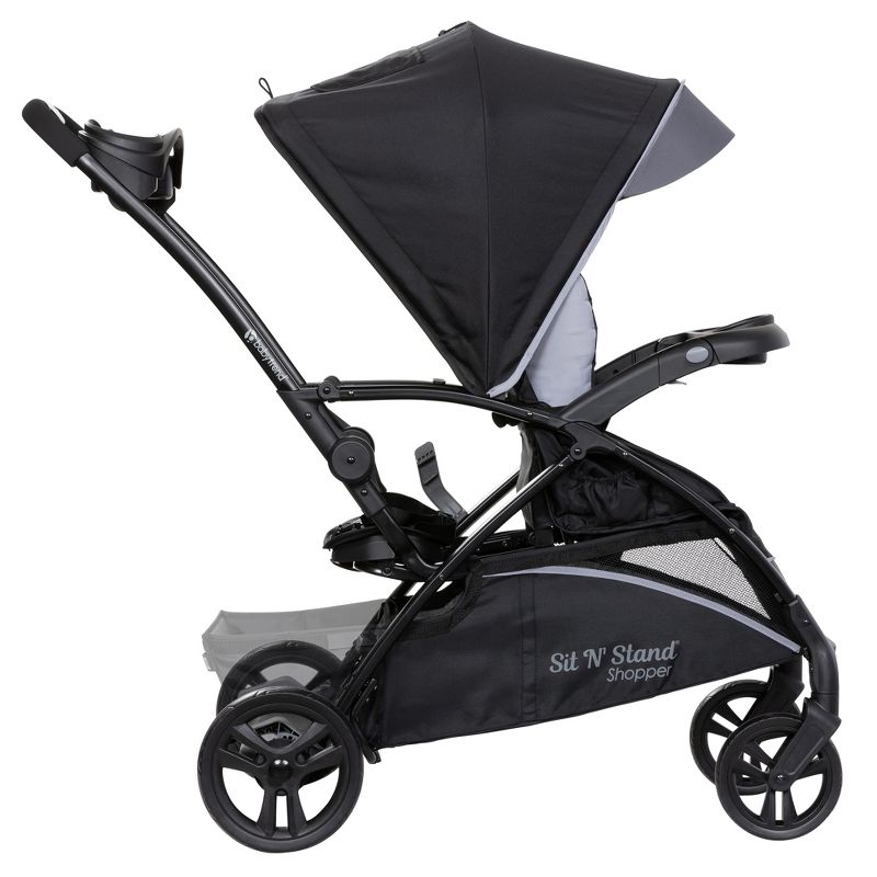 Baby Trend Sit N' Stand 5-in-1 Collapsible Shopper Stroller with Canopy, Visor, Extendable Storage Basket, Phone Tray, and 2 Cup Holders, Stormy, 3 of 8