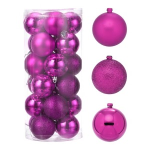 Unique Bargains Plastic Party Wedding Christmas Barrel Packed Hanging Ornament Balls 2.4" 24 Pcs - 1 of 4