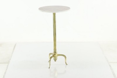 Elegant Gold & Marble Round Accent Table - 17.5" Contemporary Design