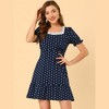 Allegra K Women's Summer Sweetheart Neck Ruffled Hem Puff Short Sleeve Polka Dots Dress - 2 of 4