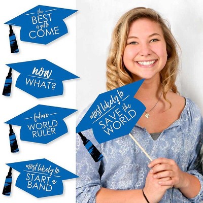 Big Dot of Happiness Hilarious Blue Grad - Best is Yet to Come - Royal Blue Graduation Party Photo Booth Props Kit - 20 Count