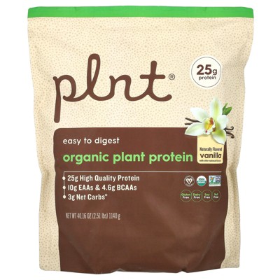 Plnt Organic Plant Protein, Vanilla, 2.51 lbs (1,140 g)