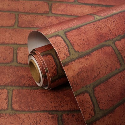 Vintage Red Wallpaper Self Adhesive Waterproof 3D Bricks Wall Paper Vinyl Peel & Stick (Covers 36 Sq.Ft.)